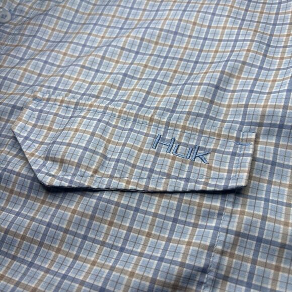 HUK Tide Point Performance Fishing Shirt  Long Sleeve Vented Blue Plaid Mens XXL - Picture 3 of 9